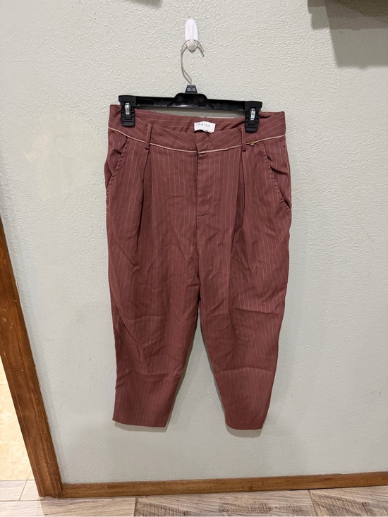 Harlyn Pants - Women's Rust Pinstripe Pleated Trousers Size MP EUC